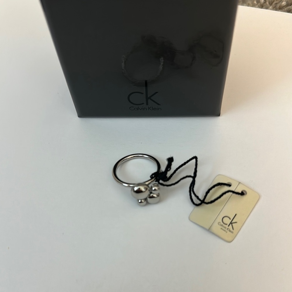 Calvin Klein Silver Ring with Bead Charm